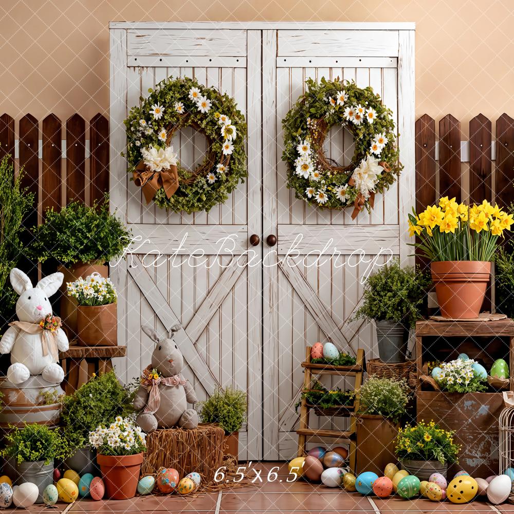 Kate Easter Bunny Floral Eggs Wreaths Backdrop Designed by Emetselch - Image 2