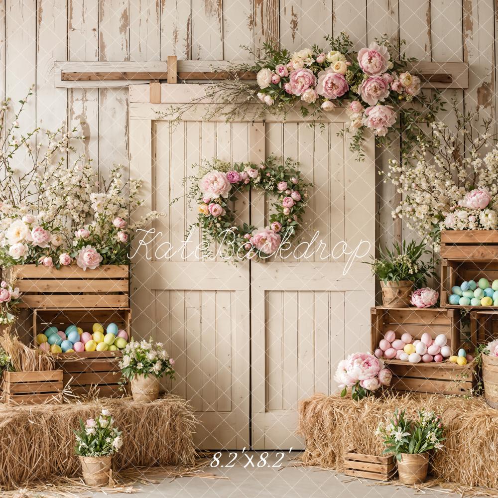 Kate Easter Bunny Wooden Door Pastel Eggs Backdrop Designed by Emetselch - Image 5