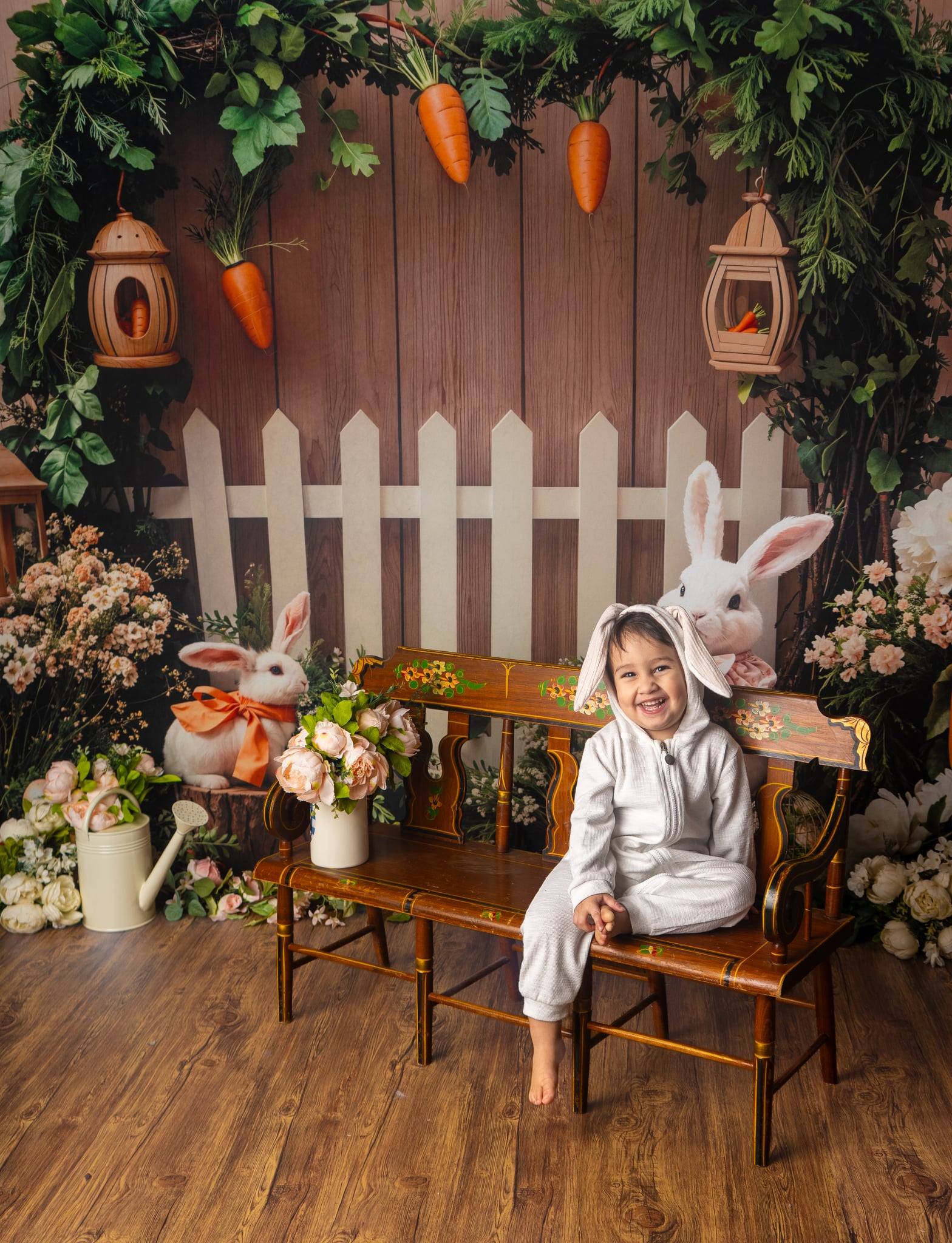 Kate Easter Bunny Greenery Arch Backdrop Designed by Emetselch