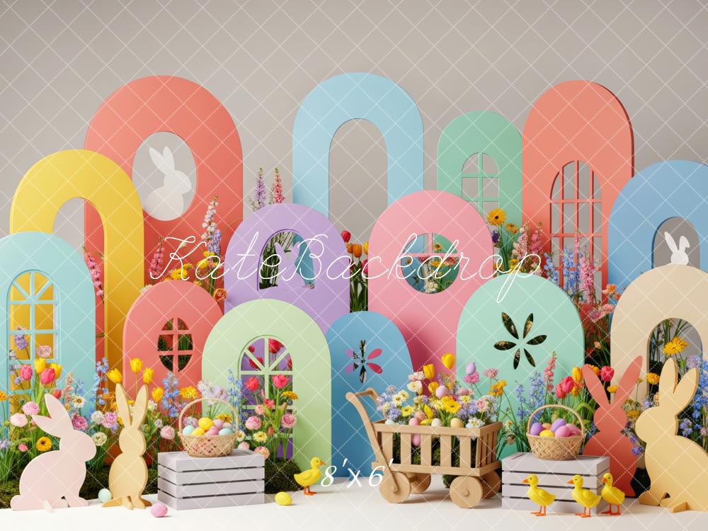 Kate Easter Bunny Pastel Arches Fleece Backdrop Designed by Patty Robert