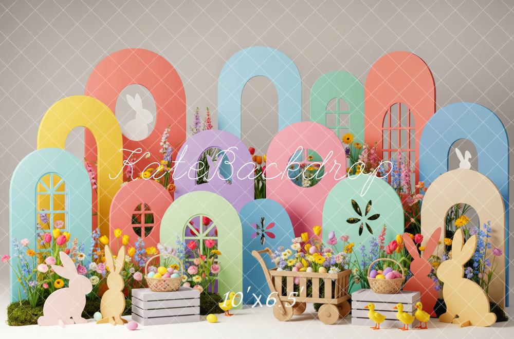 Kate Easter Bunny Pastel Arches Fleece Backdrop Designed by Patty Robert - Image 2