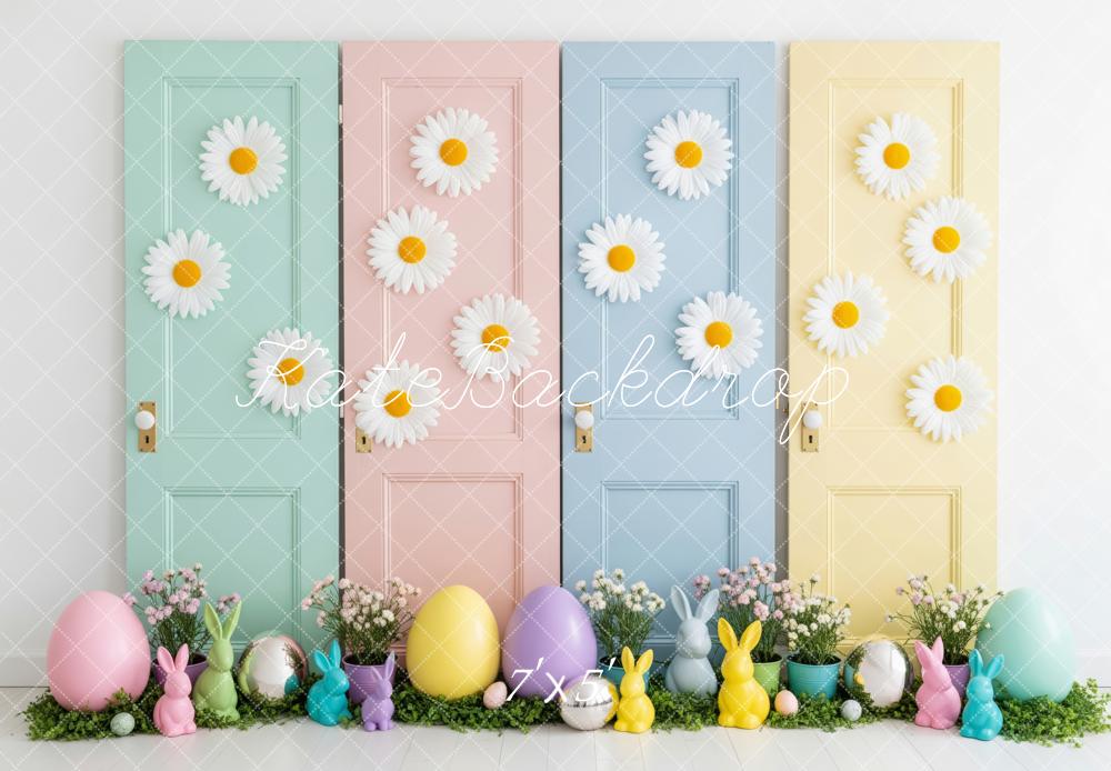 Kate Easter Bunny Pastel Eggs Doors Backdrop Designed by Patty Robert