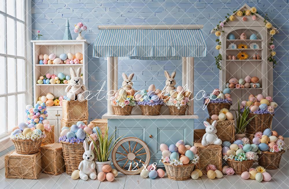 Kate Easter Bunny Eggs Stall Blue Backdrop Designed by Emstselch - Image 8