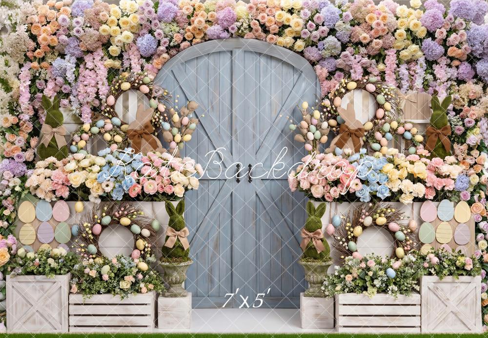 Kate Easter Bunny Pastel Wreath Backdrop Designed by Mini MakeBelieve