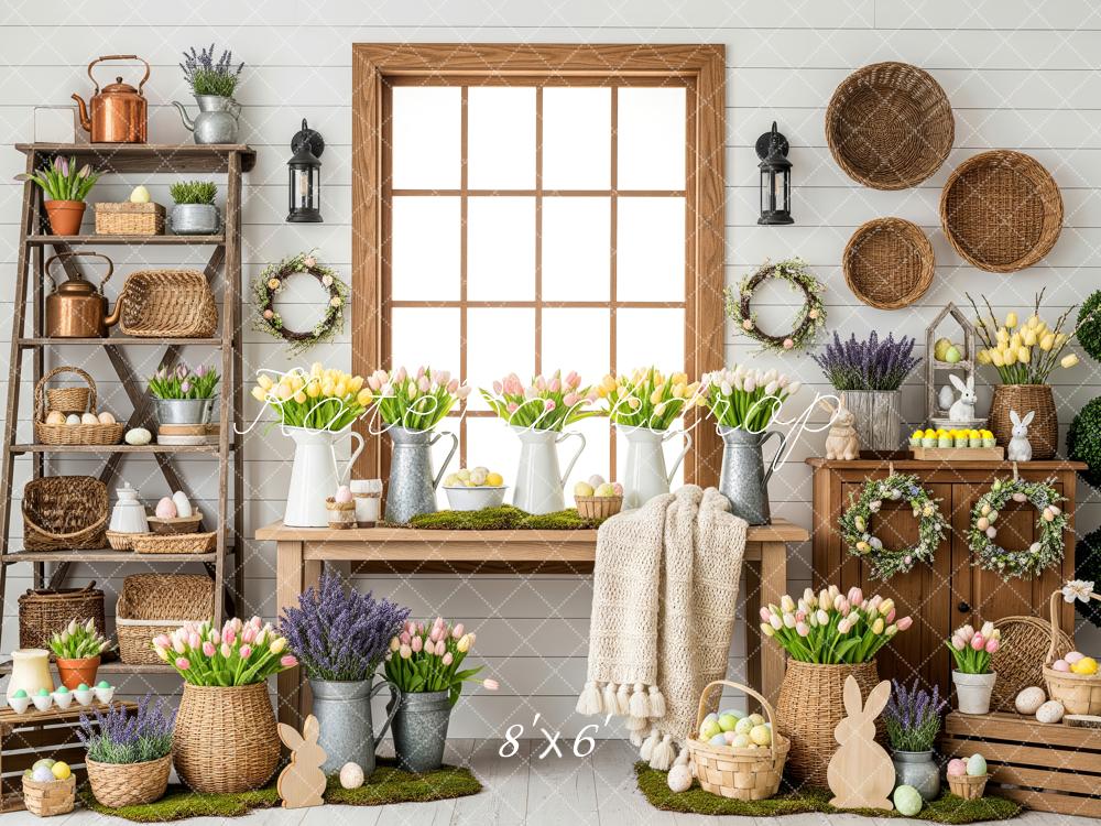 Kate Easter Bunny Spring Baskets Fleece Backdrop Designed by Patty Robert