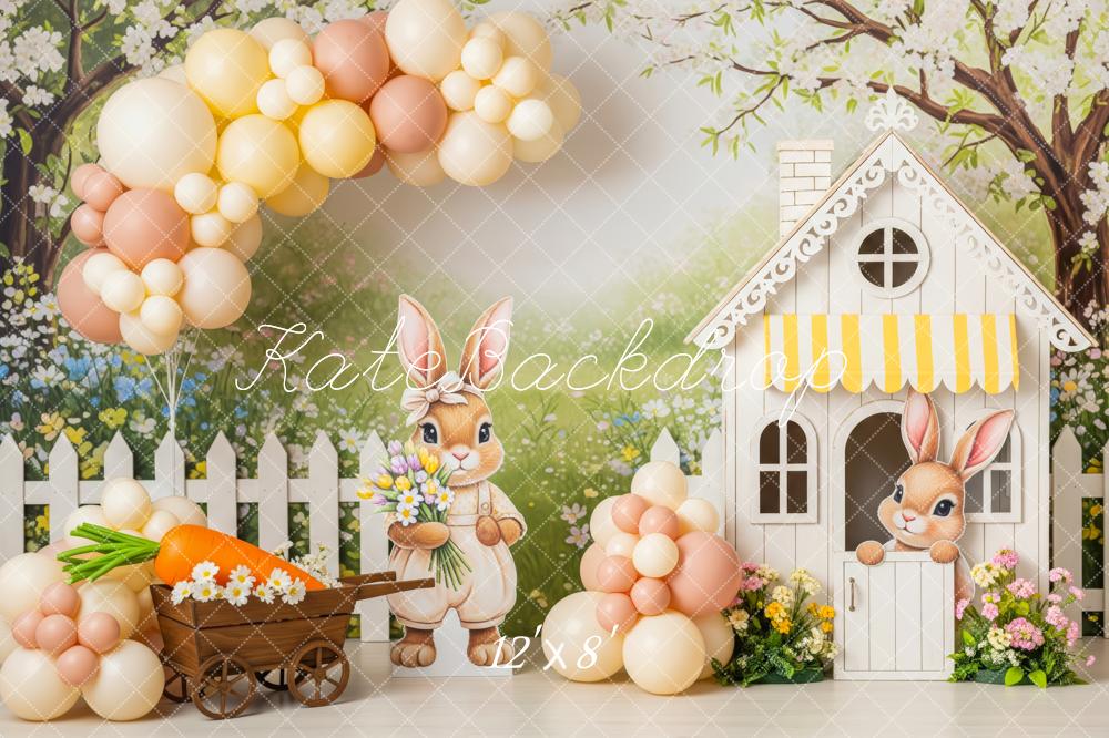 Kate Easter Bunny White Fence Fleece Backdrop Designed by Patty Robert - Image 4