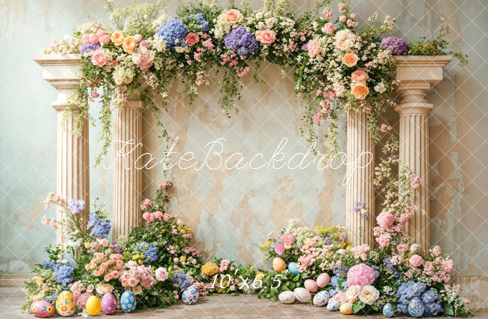 Kate Easter Colorful Flower Retro Arch Backdrop Designed by Emetselch - Image 6