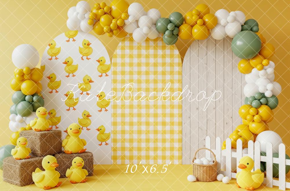 Kate Easter Ducklings Balloons Gingham Fence Fleece Backdrop Designed by Patty Robert - Image 2