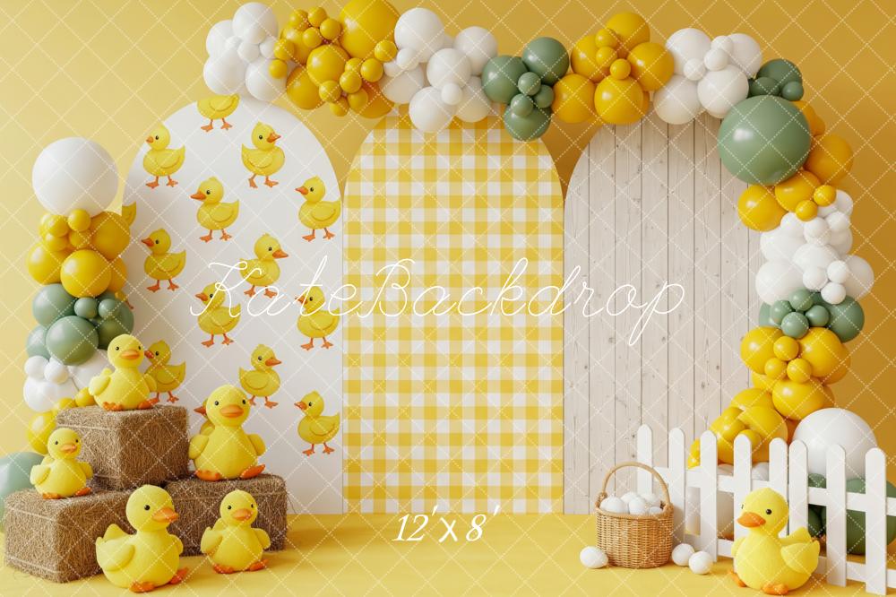 Kate Easter Ducklings Balloons Gingham Fence Fleece Backdrop Designed by Patty Robert - Image 4