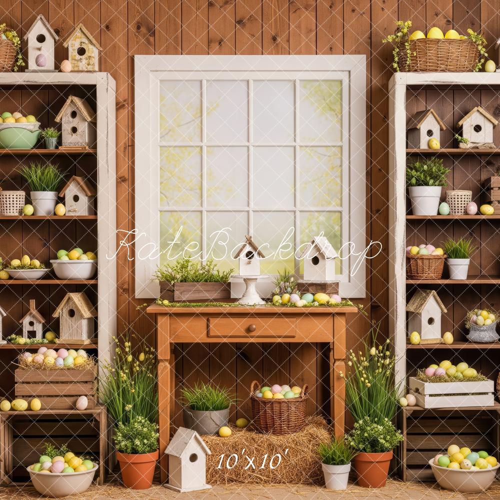 Kate Easter Eggs Birdhouses Rustic Window Backdrop Designed by Patty Robert - Image 7