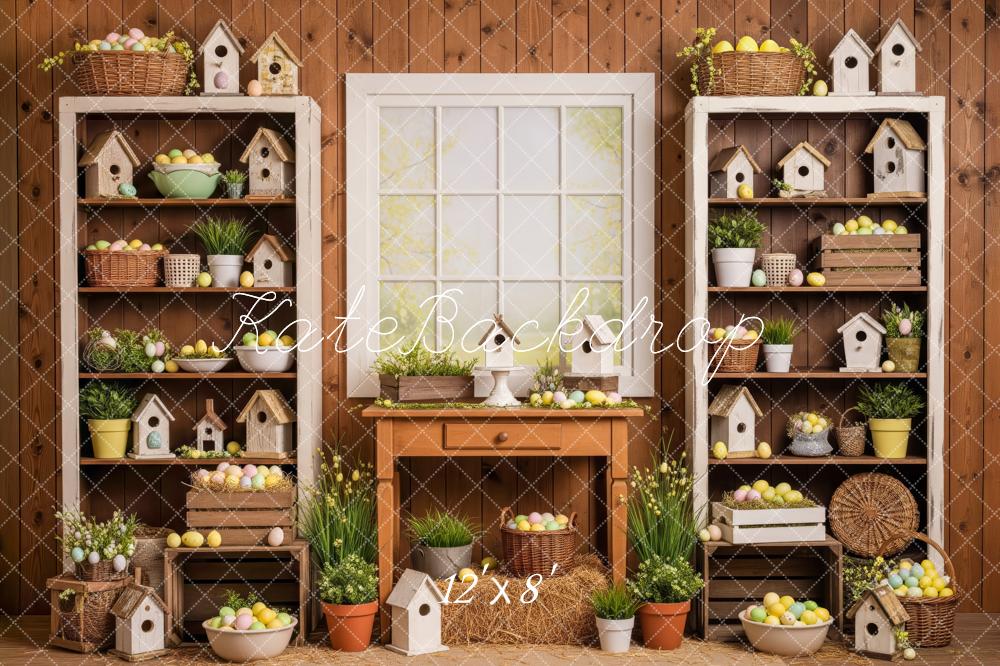 Kate Easter Eggs Birdhouses Wooden Shelves Fleece Backdrop Designed by Patty Robert - Image 4