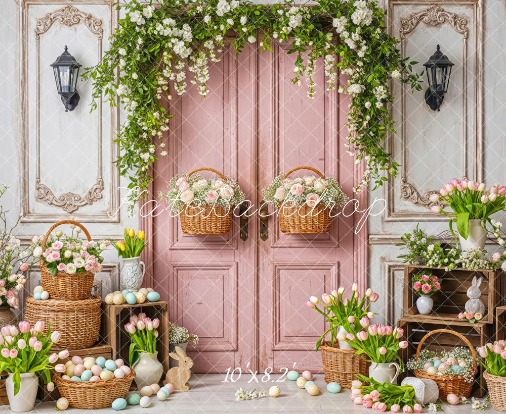 Kate Easter Eggs Pink Door Floral Baskets Backdrop Designed by Patty Robert - Image 6