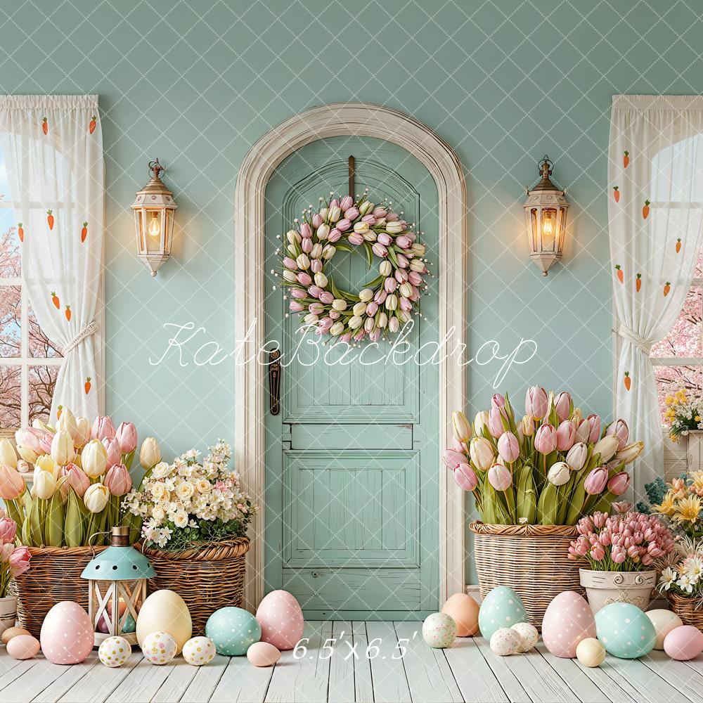 Kate Easter Eggs Tulips Wreath Pastel Room Backdrop Designed by Emetselch - Image 2