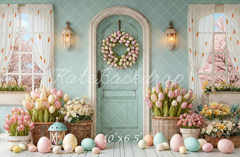 Kate Easter Eggs Tulips Wreath Pastel Room Backdrop Designed by Emetselch - Image 4
