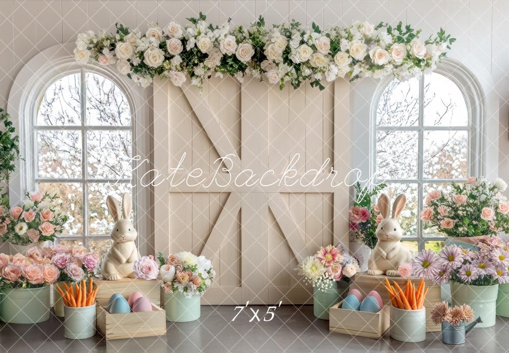 Kate Easter Floral Cream Barn Door Backdrop Designed by Mini MakeBelieve
