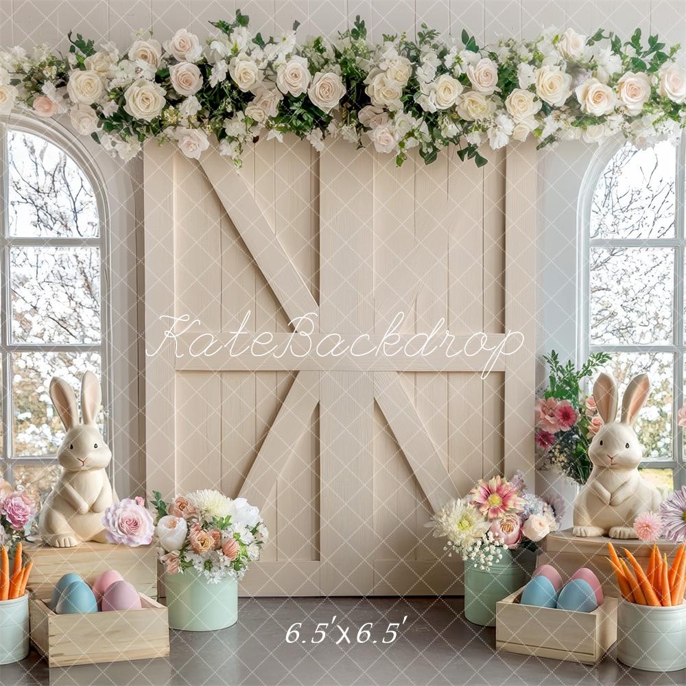 Kate Easter Floral Cream Barn Door Backdrop Designed by Mini MakeBelieve - Image 2