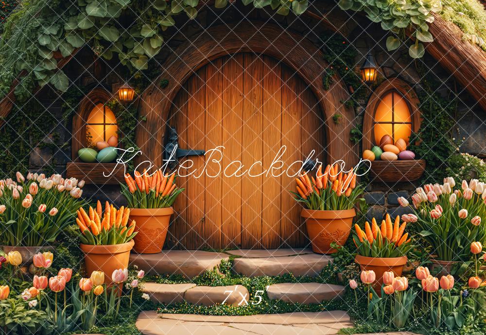 Kate Easter Hobbit House Tulips Carrots Backdrop Designed by Emetselch - Image 2