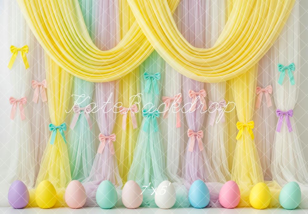 Kate Easter Pastel Eggs Ribbons Curtains Backdrop Designed by Patty Robert