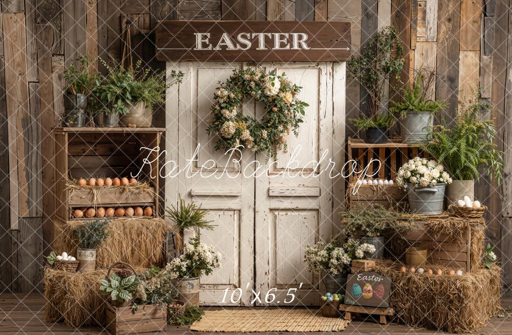 Kate Easter Rustic Eggs Fleece Backdrop Designed by Emetselch - Image 2