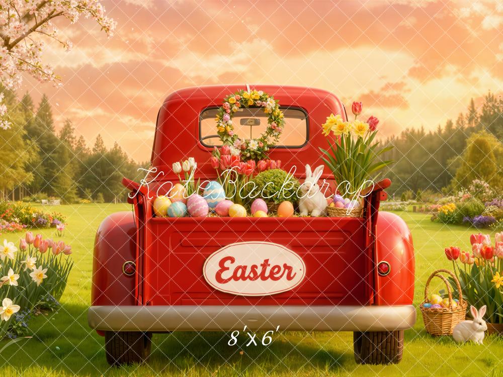 Kate Easter Truck Eggs Fleece Backdrop Designed by Emetselch