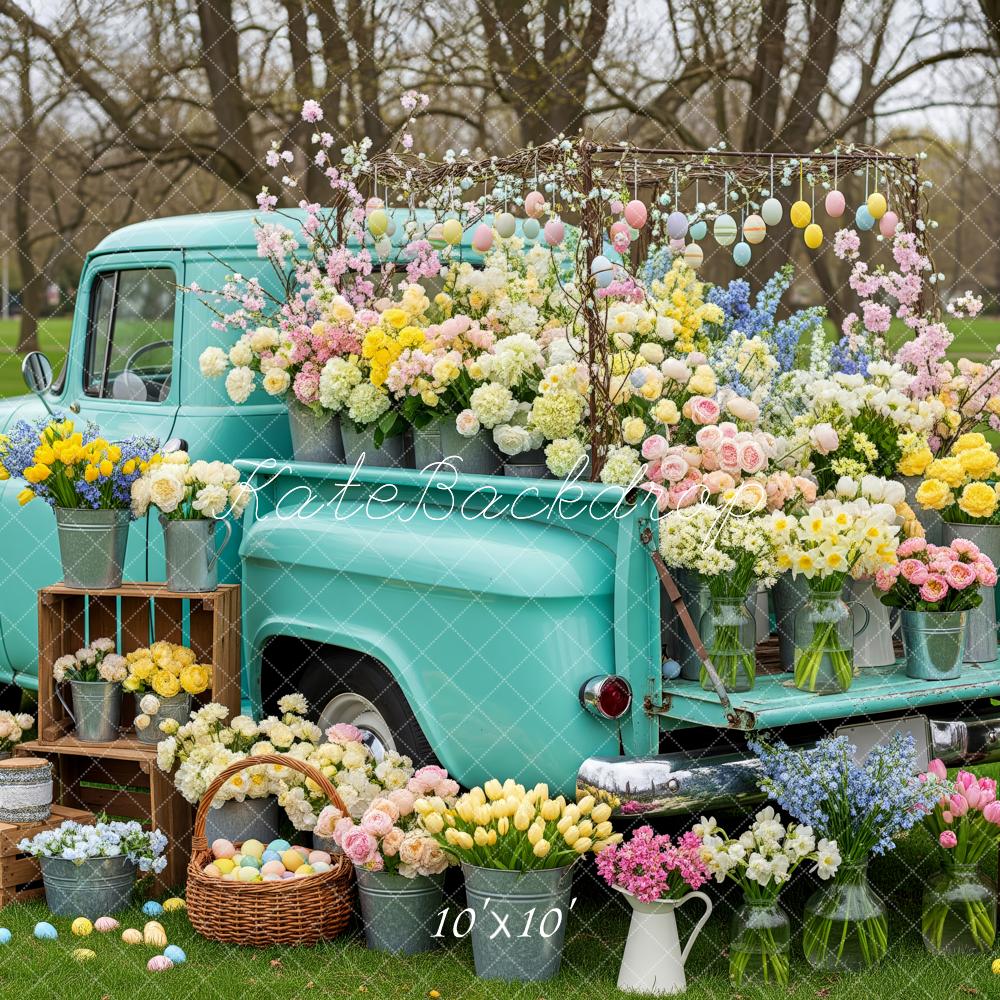 Kate Easter Truck Spring Flowers Pastel Eggs Backdrop Designed by Patty Robert - Image 7