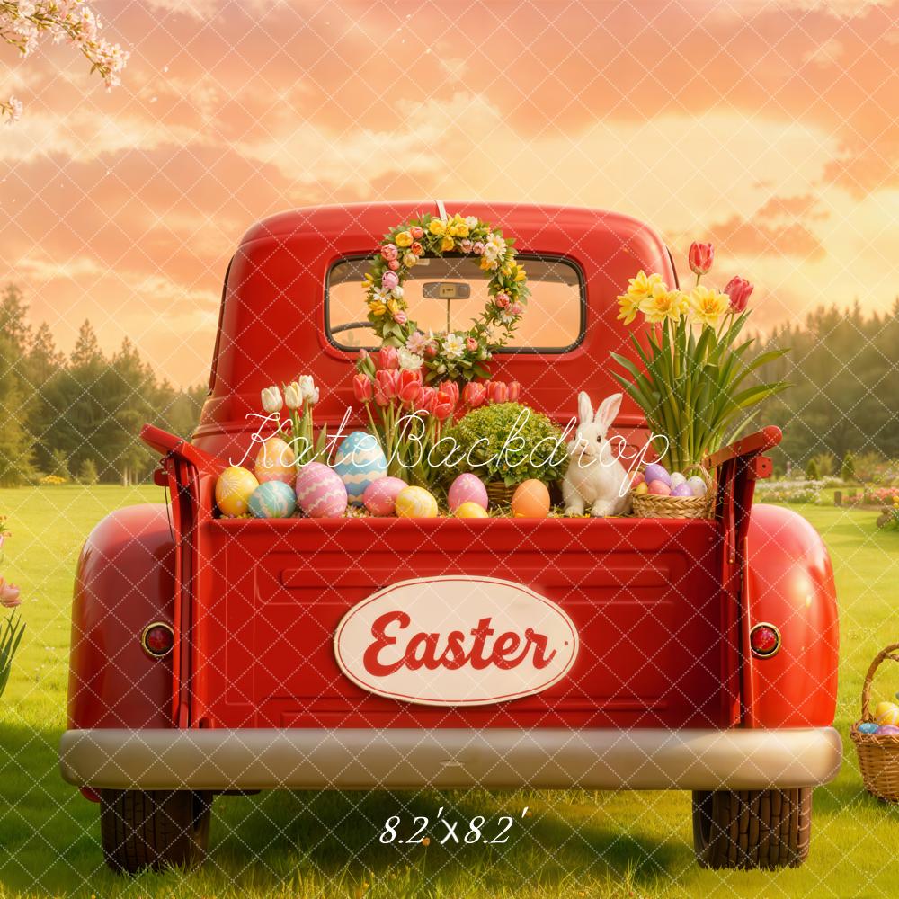 Kate Easter Truck Tulips Bunny Eggs Backdrop Designed by Emetselch - Image 5