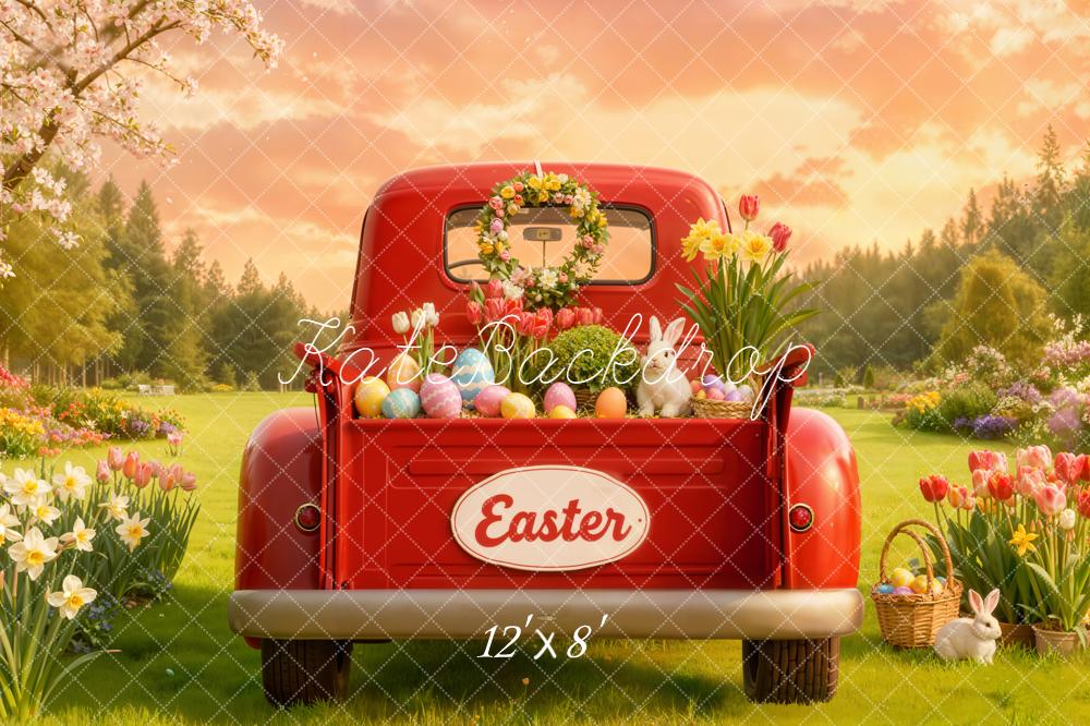Kate Easter Truck Tulips Bunny Eggs Backdrop Designed by Emetselch - Image 8