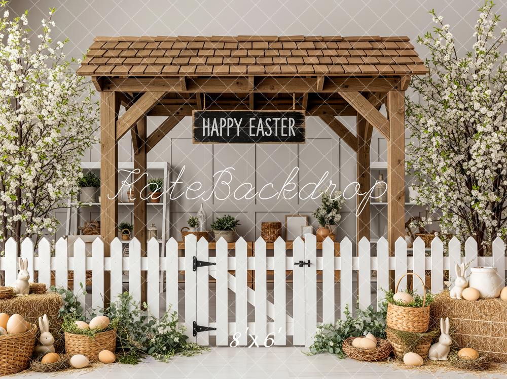 Kate Easter Wooden Arbor White Fence Eggs Backdrop Designed by Patty Robert - Image 3