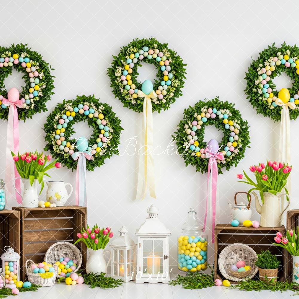 Kate Easter Wreaths Tulips Pastel Eggs Backdrop Designed by Patty Robert - Image 7