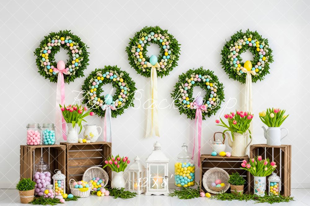 Kate Easter Wreaths Tulips Pastel Eggs Backdrop Designed by Patty Robert - Image 8