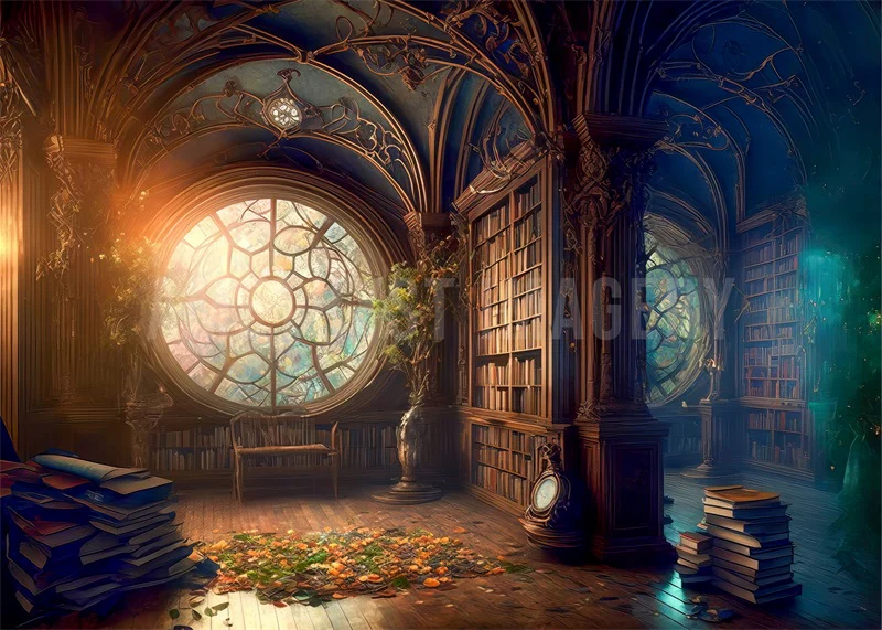 Kate Enchanted Book Library Backdrop Designed by Angela Marie Photography