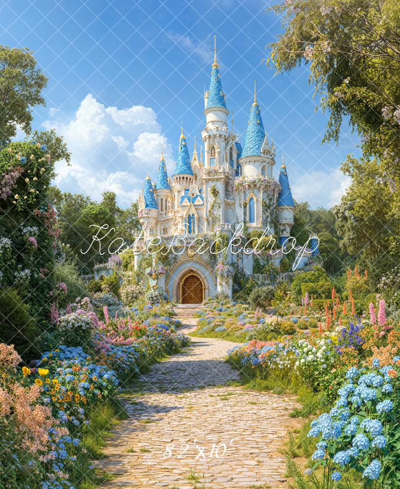 Kate Fairy Castle Cobblestone Path Floral Backdrop Designed by Chain Photography - Image 6