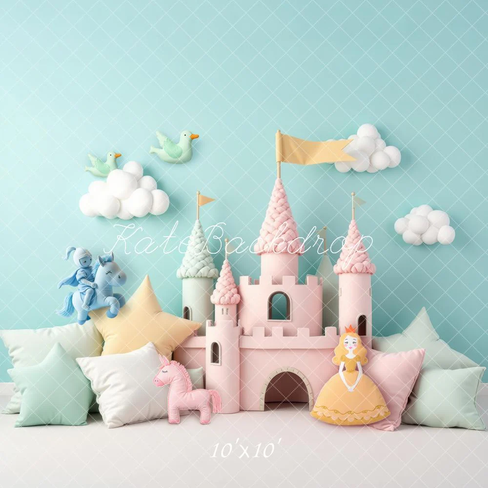 Kate Fairy Castle Princess Pastel Cushions Backdrop Designed by Laura Bybee - Image 7