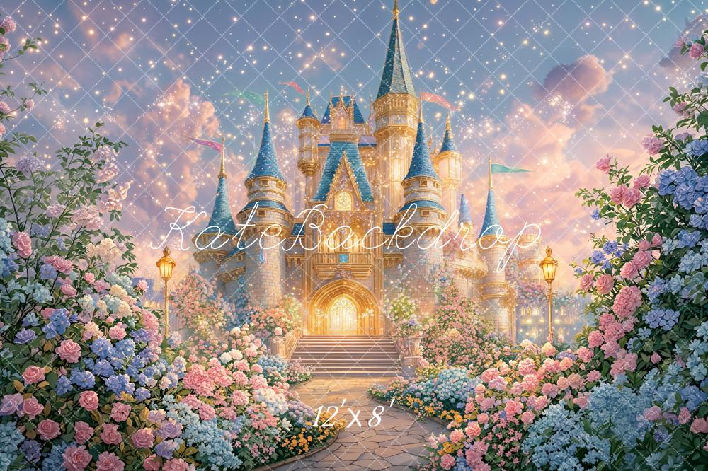 Kate Fairy Fantasy Castle Pathway Flowers Fleece Backdrop Designed by GQ - Image 4