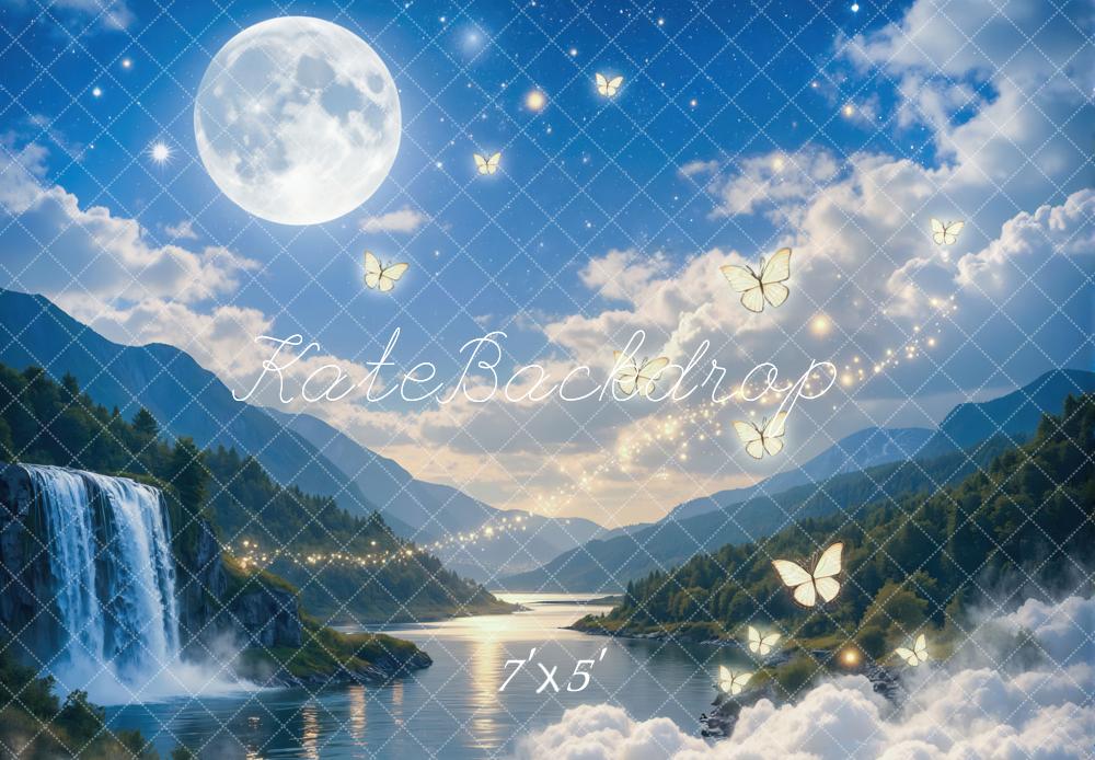 Kate Fairy Fantasy Moon Waterfall Butterflies Backdrop Designed by Mini MakeBelieve