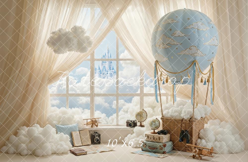Kate Fairy Hot Air Balloon Castle Window Fleece Backdrop Designed by Chain Photography - Image 2