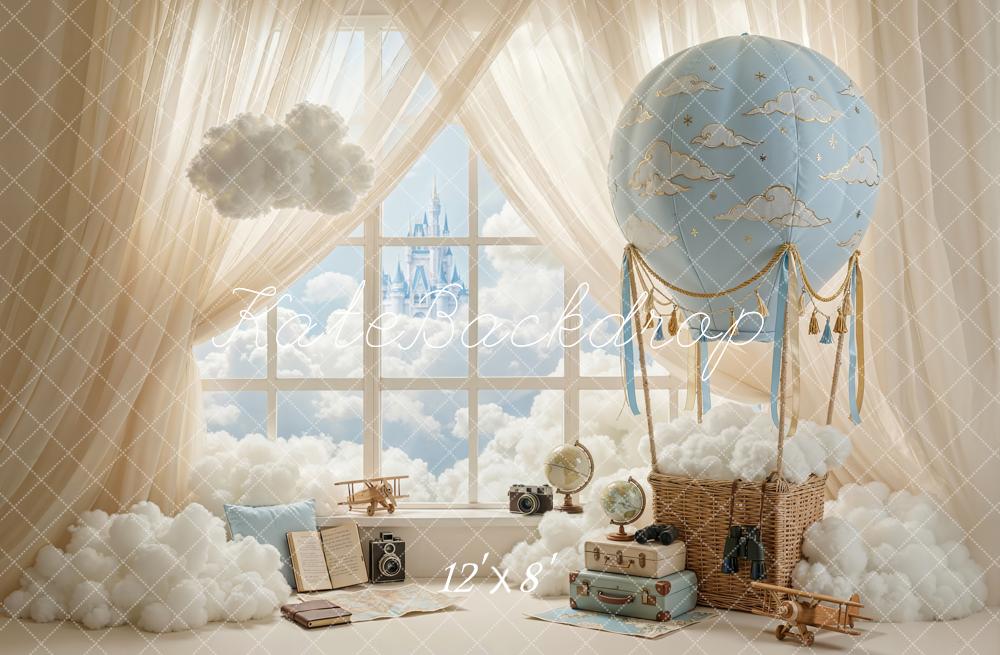 Kate Fairy Hot Air Balloon Castle Window Fleece Backdrop Designed by Chain Photography - Image 4