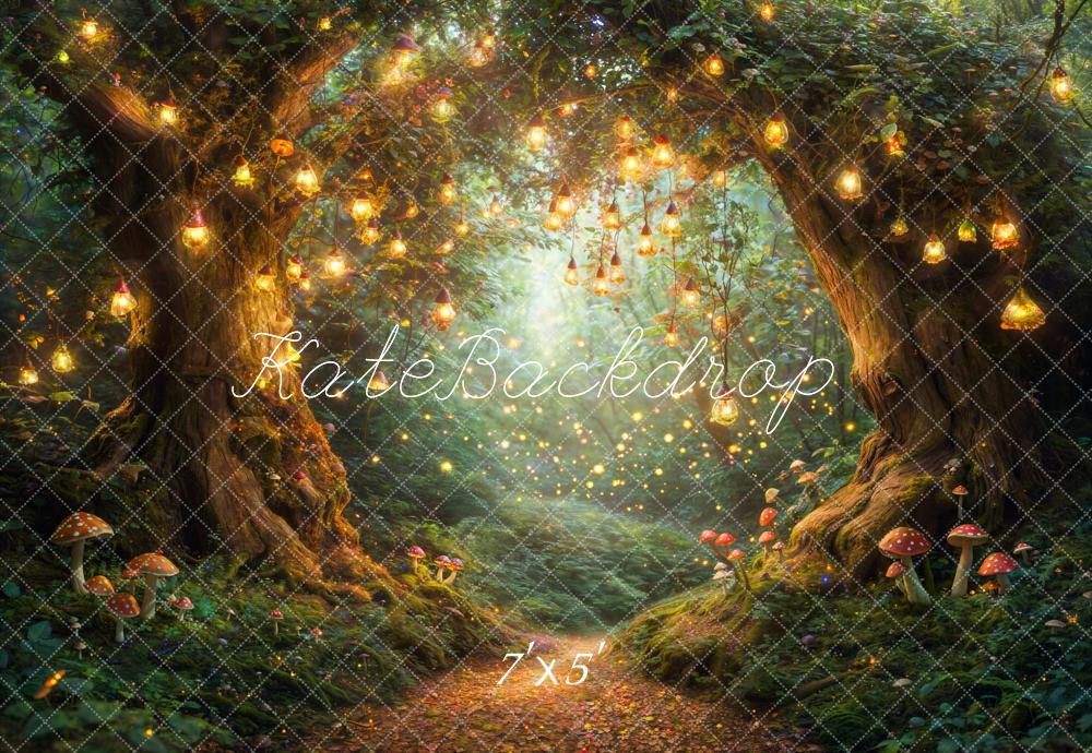 Kate Fairy Tale Forest Lights Mushrooms Backdrop Designed by Emetselch - Image 2
