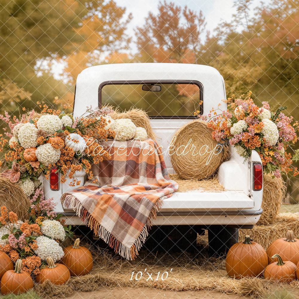 Kate Autumn Truck Hay Bale Pumpkins Backdrop Designed by Emetselch - Image 7