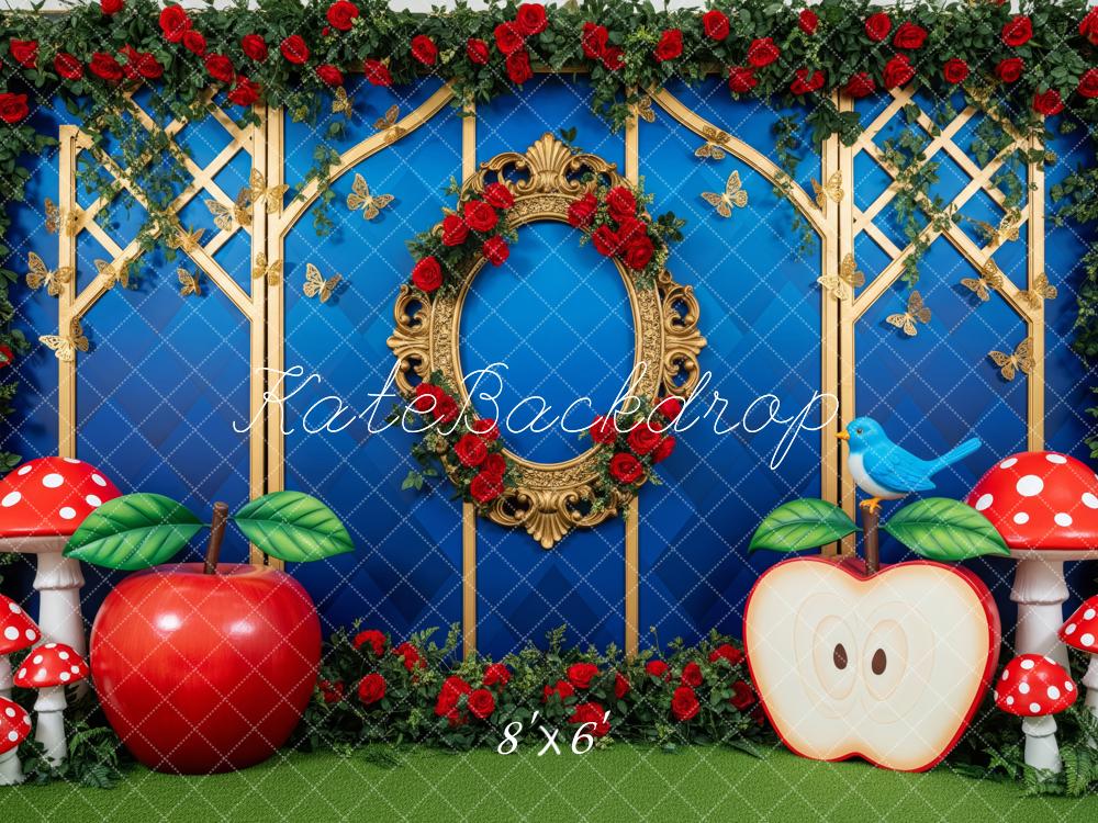 Kate Fantasy Roses Apples Mushrooms Fleece Backdrop Designed by Patty Robert