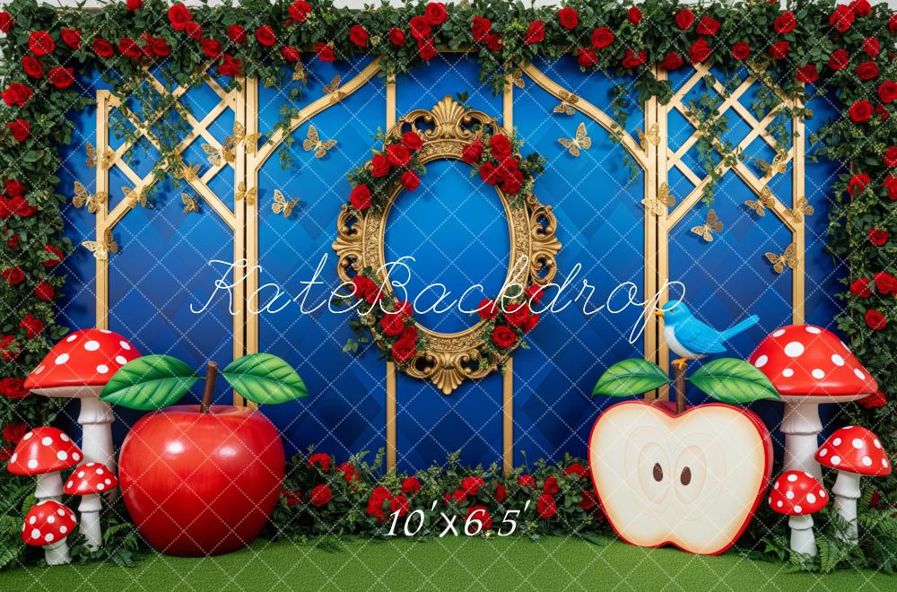 Kate Fantasy Roses Apples Mushrooms Fleece Backdrop Designed by Patty Robert - Image 2