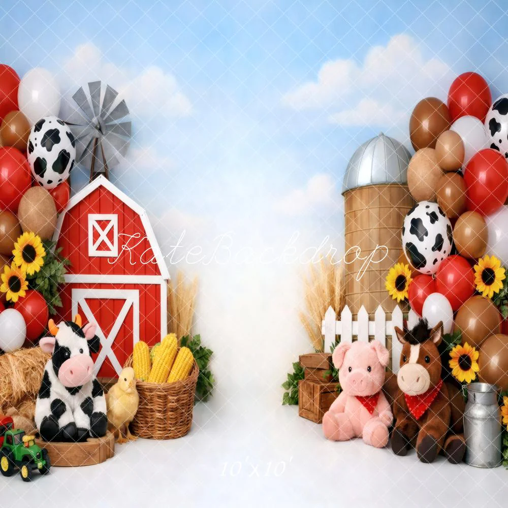 Kate Farm Barn Balloons Cow Backdrop Designed by Vertigo Productions - Image 7