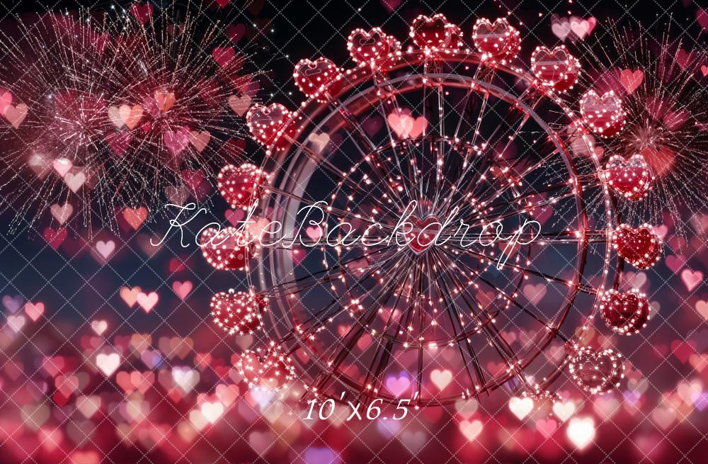 Kate Ferris Wheel Heart Fireworks Pink Backdrop Designed by Emetselch - Image 4
