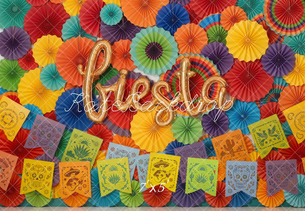 Kate Fiesta Colourful Paper Rosettes Papel Picado Backdrop Designed by Emetselch