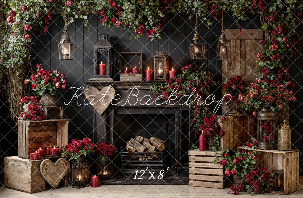 Kate Valentine Fireplace Roses Wooden Crates Backdrop Designed by Emstselch - Image 8