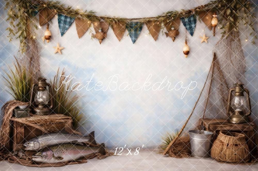 Kate Fishing Crates Lanterns Bunting Fleece Backdrop Designed by Vertigo Productions - Image 4