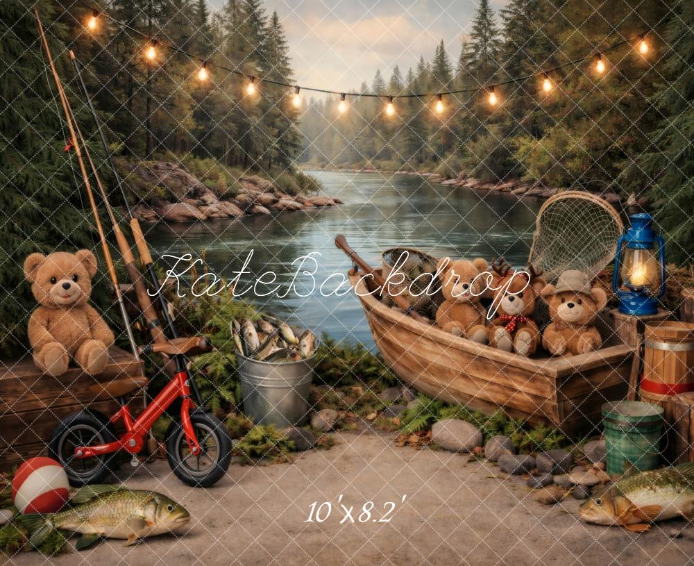 Kate Fishing River Teddy Bears Lantern Backdrop Designed by Vertigo Productions - Image 6