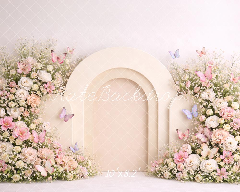 Kate Floral Arch Cream Butterflies Backdrop Designed by Caitlin Lynch - Image 6