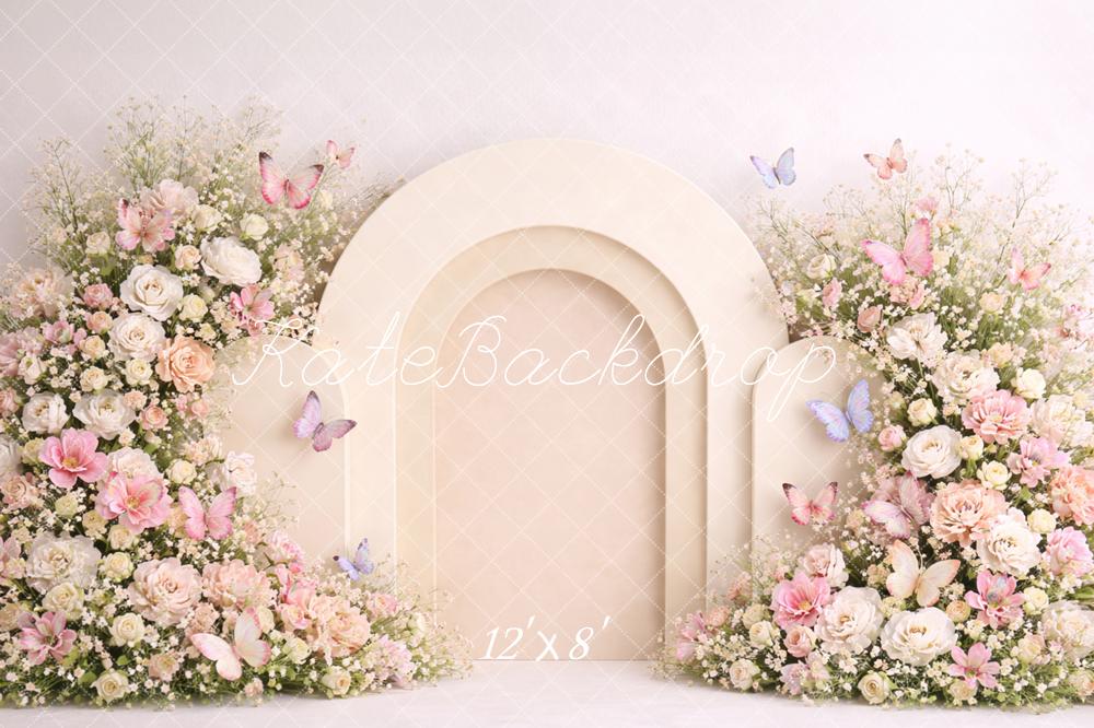 Kate Floral Arch Cream Butterflies Backdrop Designed by Caitlin Lynch - Image 8