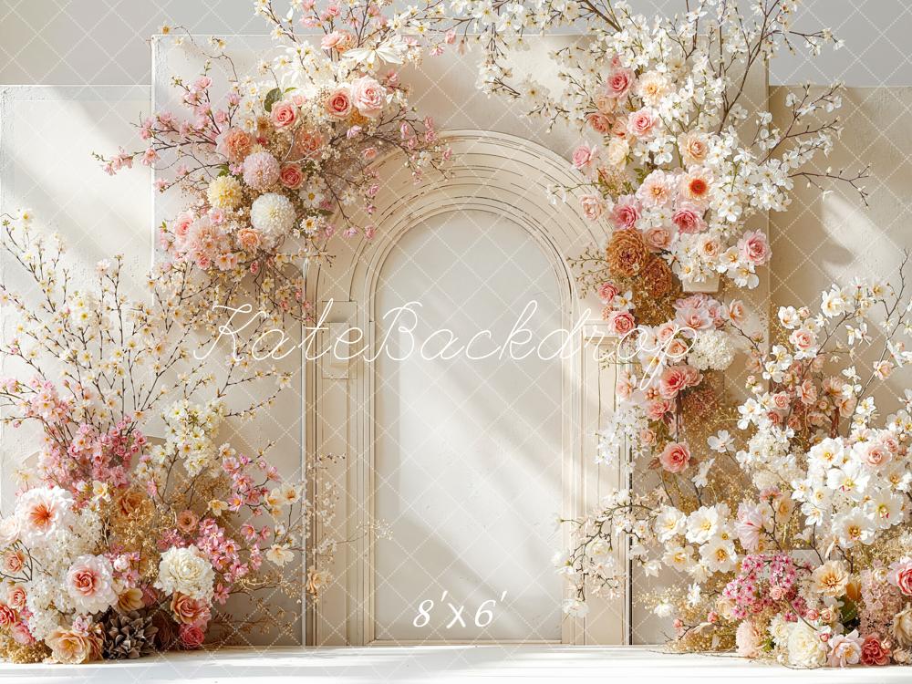 Kate Floral Arch Cream Wall Floral Arrangement Fleece Backdrop Designed by Emstselch